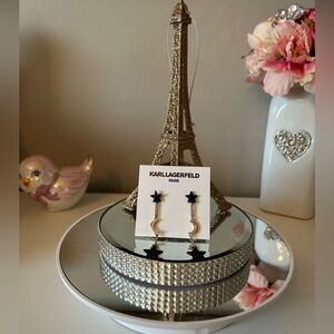 NWT! Karl Lagerfeld Black Linear Drop Earrings